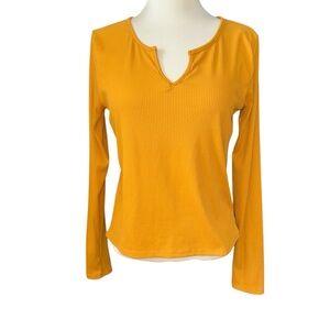 YMI Collections knit shirt cut-out neckline long sleeves ribbed look Sz XL NWT